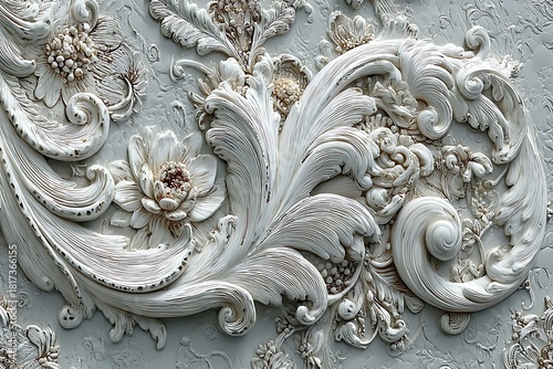 Embossed ornamental wall covering roll high resolution picture