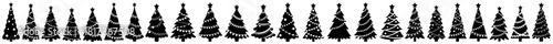 Seamless Christmas tree border pattern black and white winter fir forest vector illustration for holiday decoration and framing