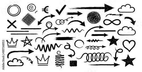 Hand drawn doodle elements vector illustration set