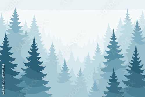 Abstract mood minimal vector tree silhouettes winter forest illustration layers light view