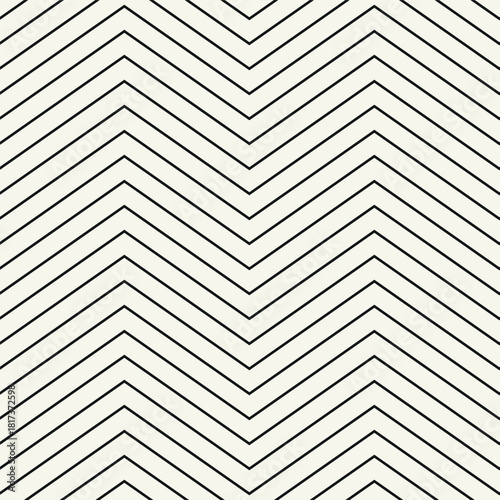  Seamless vector pattern with thin zigzag. Abstract monochrome background featuring striped tiles. Suitable for use as a swatch in Illustrator.