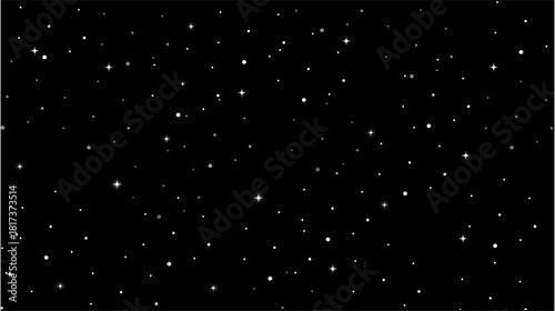 Starry night sky scattered with glowing white dots in cosmic darkness