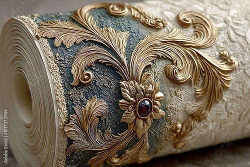 Luxury ornamental embossed flower panel high resolution picture