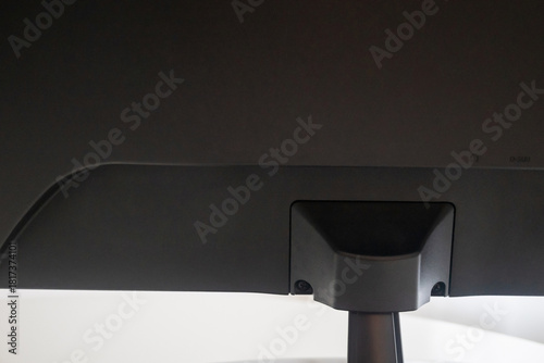 Close-up of a designer computer monitor seen from behind