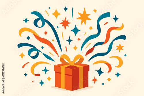 Joy forming sparkles vector ribbon illustration festive burst radiant arrangement generosity holiday