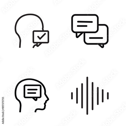 Communication and Voice Interaction Line Icon Set
