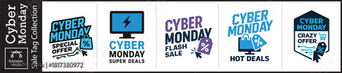 Cyber Monday sale tag collection offers hot deals and super savings for your online business, perfect for flash sales and special offers this shopping season