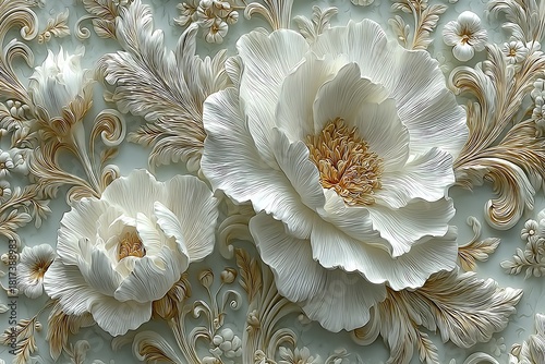 Stunning embossed blossom wall covering high resolution picture