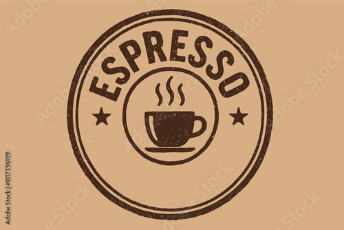 Vintage espresso coffee label design with retro stamp style