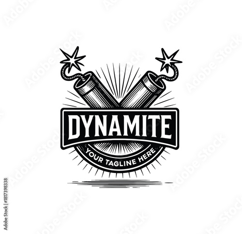 Explosive Dynamite Logo Emblem – Vintage Badge Style Illustration