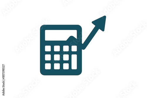 Calculator icon with upward arrow symbolizing positive financial growth and business success