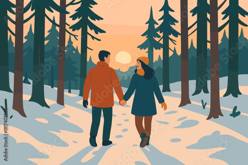 Captured stroll snow forest through reflecting light natural winter vector peace joyful