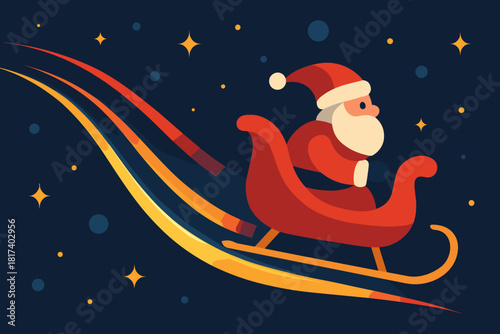 Sleigh motion express joy santa glowing vector illustration movement trails interpretation s