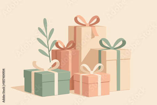 Colors pastel composition life gift boxes creating illustration still shapes stacked vector