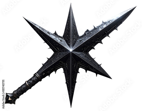  Black Dual-Bladed Morning Star Weapon – Halloween Decor PNG