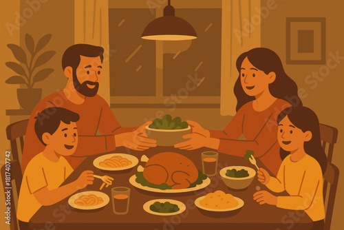 Family calm intimacy light vector warm homemade sharing reflections around sitting illustration