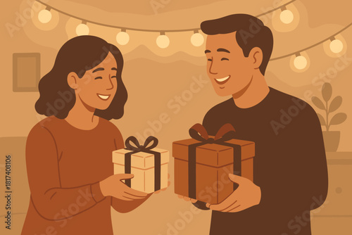 Glowing symbolizing smiling warm cozy vector filled emotion exchange sincere lights illustration