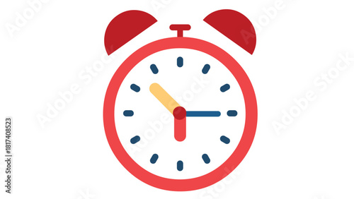 Red clock icon Vector - Simple Flat Design Alarm Clock Icon