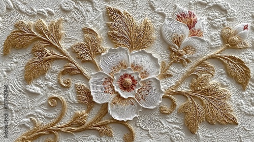 Artistic floral embossing with intricate petal texture high resolution picture