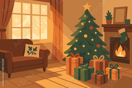 Festive onto soft vector illustration waiting streaming glow it living sunlight tree