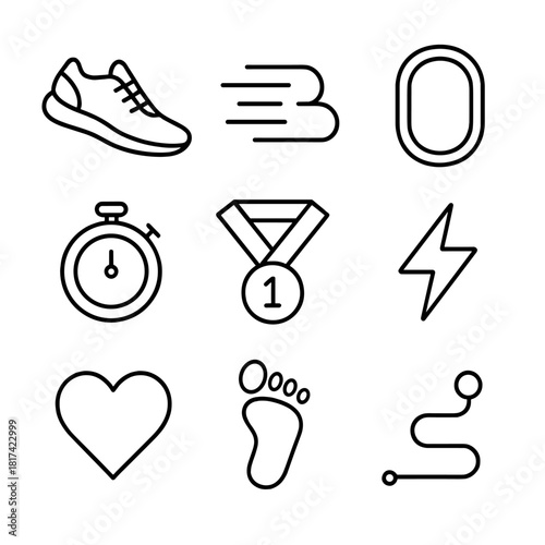 Minimalist icons set for sports and fitness enthusiasts