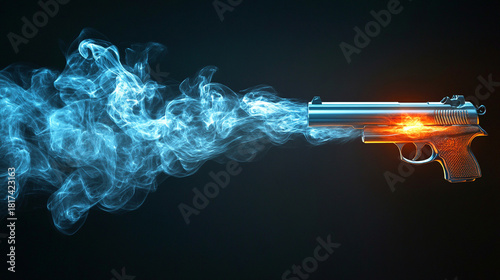 Realistic bullet captured in mid-flight with trailing smoke, emphasizing motion, velocity, and dynamic energy, creating a dramatic high-speed action visual.
