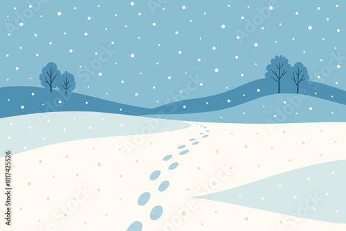 Empty peace stillness tranquil leading snowy snowfall evoking vector illustration meadow gentle