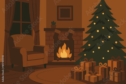 Illustration filling lights christmas holiday peaceful warm air vector cozy night softly