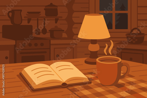 Soft beside kitchen warmth vector moment cozy handmade golden full illustration rhythm