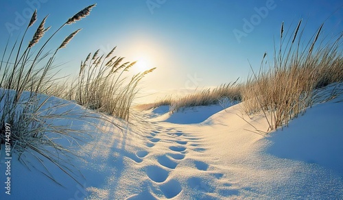 Fototapeta Naklejka Na Ścianę i Meble -  A photograph of the beautiful winter sunset 