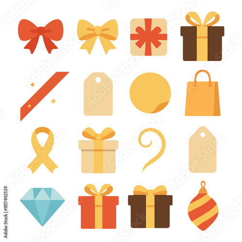 Gift Icons: A collection of various gift and ribbon icons, each meticulously designed to capture the essence of celebrations and the joy of giving. It's a treasure trove of festive elements.