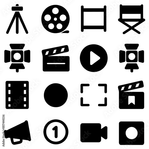 Cinema Icons: A collection of meticulously designed icons representing the art of cinema, perfect for enhancing any media-related project or presentation.