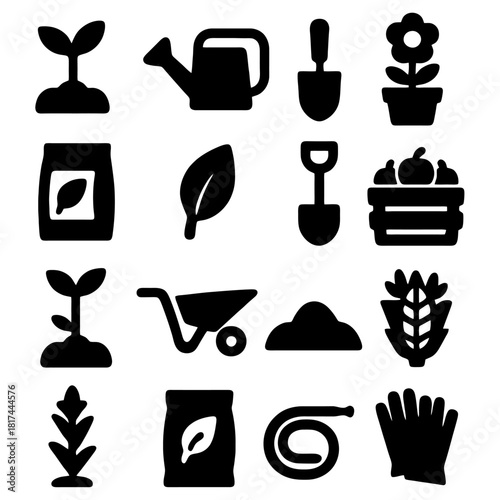 Garden Essentials: A collection of gardening tools and elements in a neatly arranged display, representing the key components for nurturing growth and cultivating a flourishing garden.