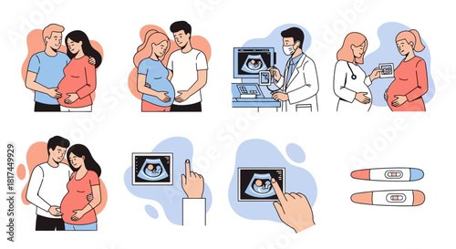 Pregnancy Journey Expectation, Ultrasound, and the Anticipation of New Life through Illustrations