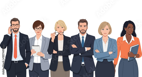 Diverse Business Team Professional Group of Men and Women in Suits Representing Unity and Success