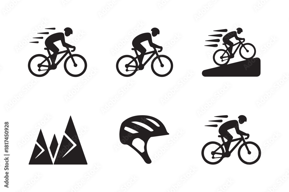Fototapeta premium Collection of bicycle riding and mountain icons