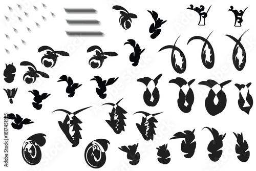 Vector illustration set of numbers and symbols black icon design pattern