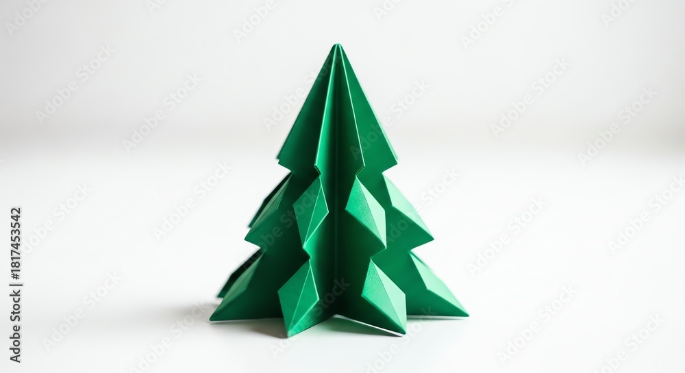 Fototapeta premium Green origami Christmas tree decoration