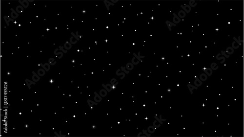 Starry night sky filled with glowing white stars in cosmic silence