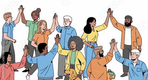 Celebrating Diversity A Group of People Doing High Fives Together