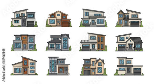 Set of Modern Home Pixel Art Icons for Game Design