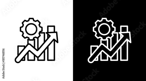 Increasing Bar Graph With Icon Set Design