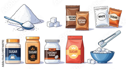Various Sugar Products Brown, White, Coconut & Cube Sugar