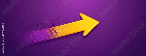 Glowing golden arrow with sparkling particle trail streaking across a deep purple gradient background