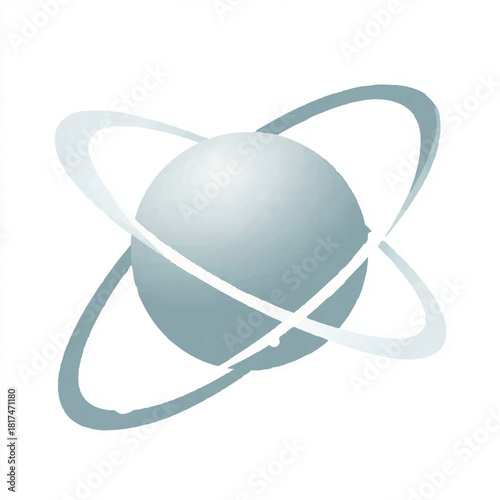 Stylized atom model with orbiting electrons in blue

