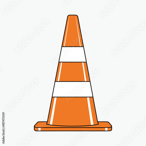 Illustration of an orange traffic cone with white stripes on a plain white background.