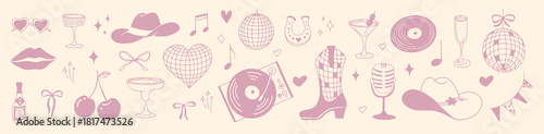 Retro Cowgirl Vector Set with Whimsical Details