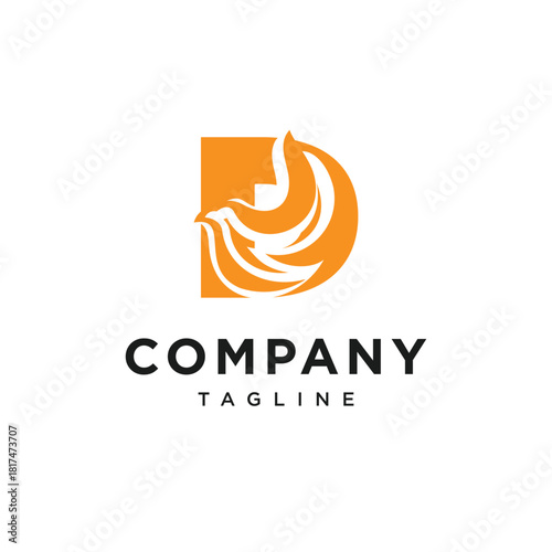 Letter D Fire Bird Logo Icon Vector