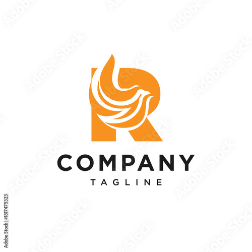 Letter R Fire Bird Logo Icon Vector