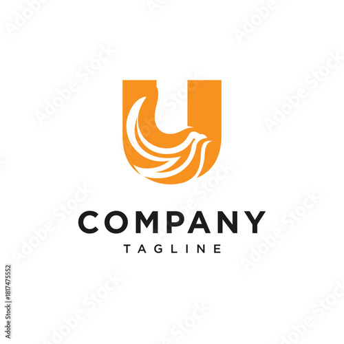 Letter U Fire Bird Logo Icon Vector